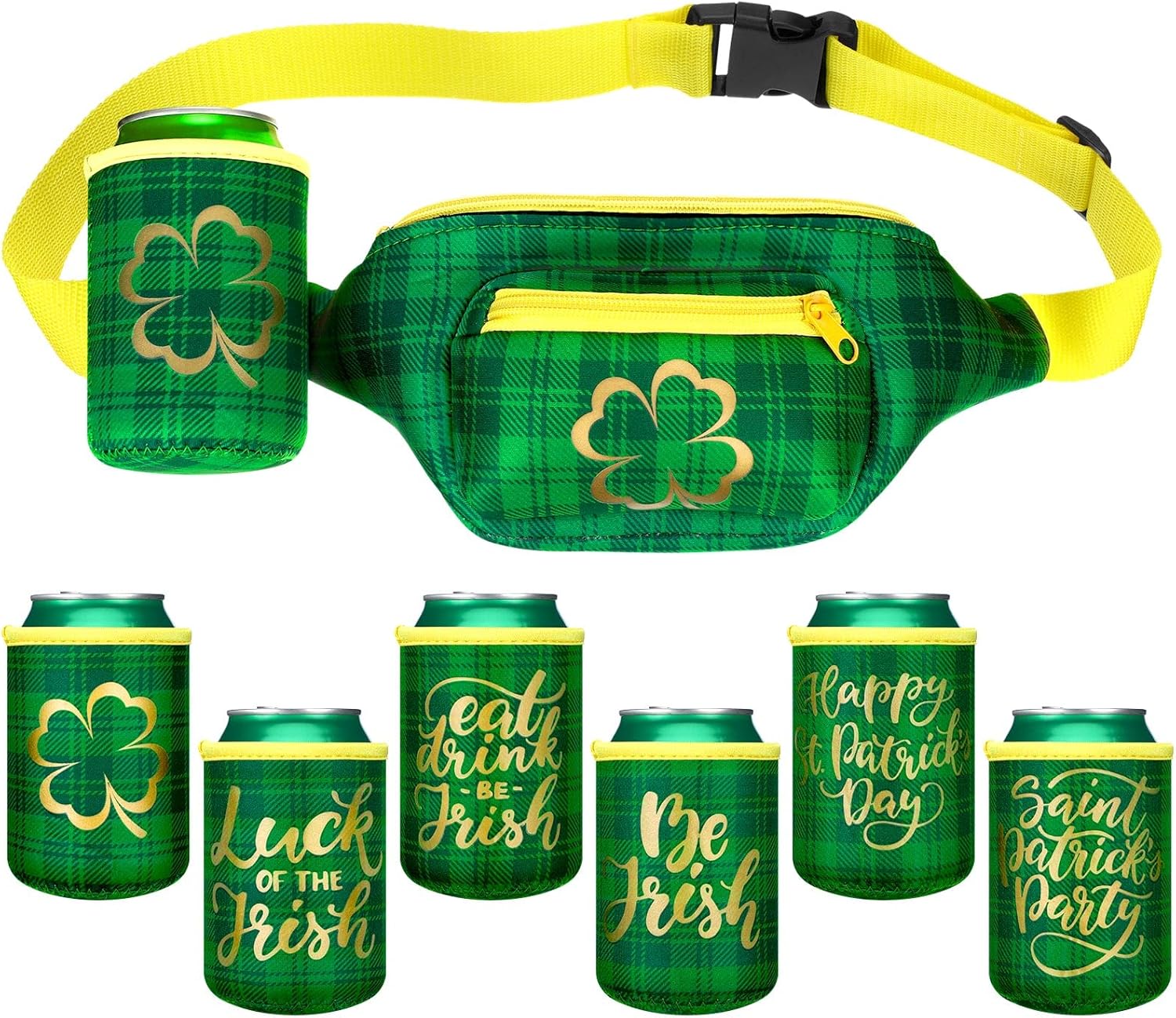 Pinkunn St. Patrick's Day Lucky Fanny Pack Set Drink