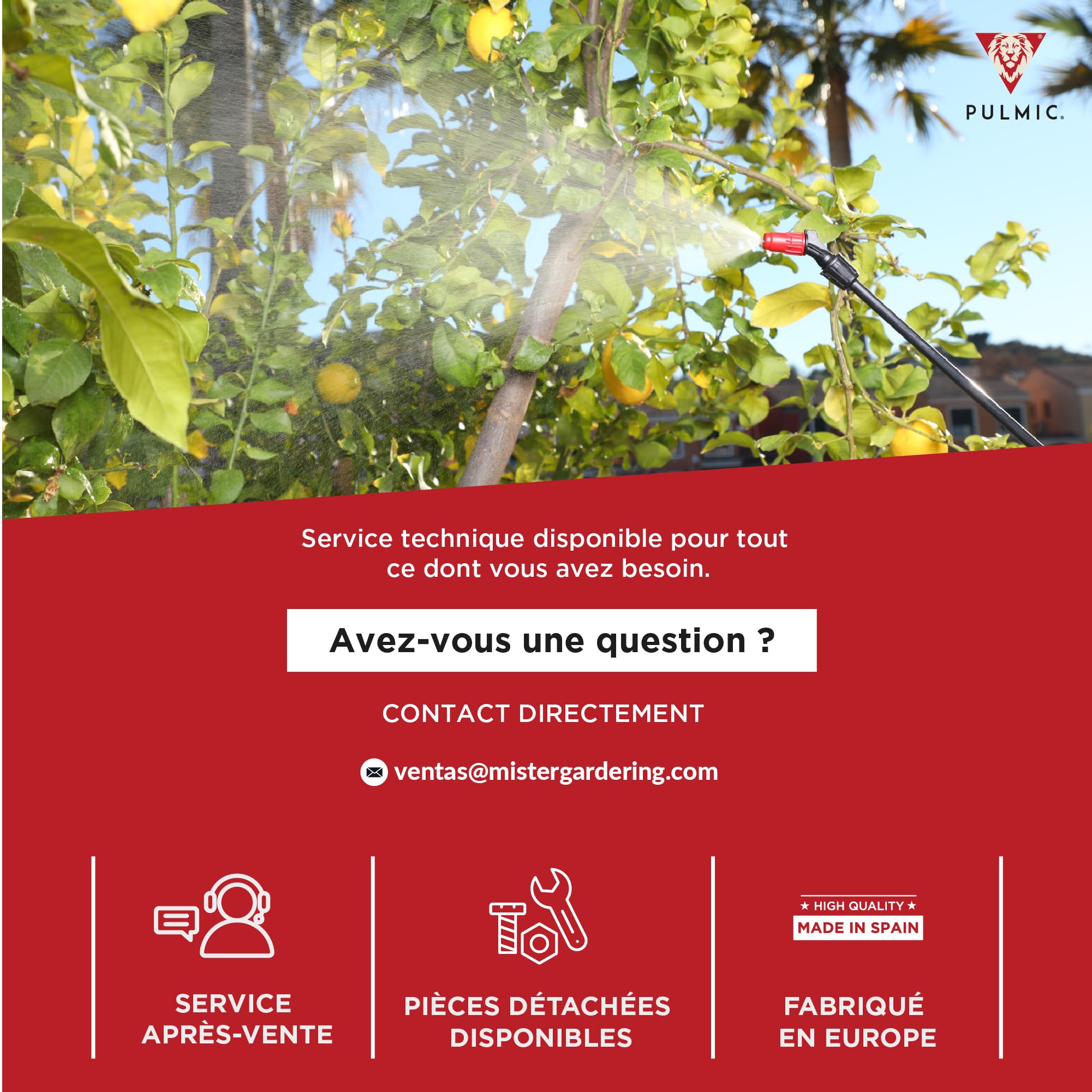 Pulmic Pulvérisateur Manuel à Dos 16 L, Lance en Fibre de Verre 67 cm, Professionnel pour Traitements Agricoles