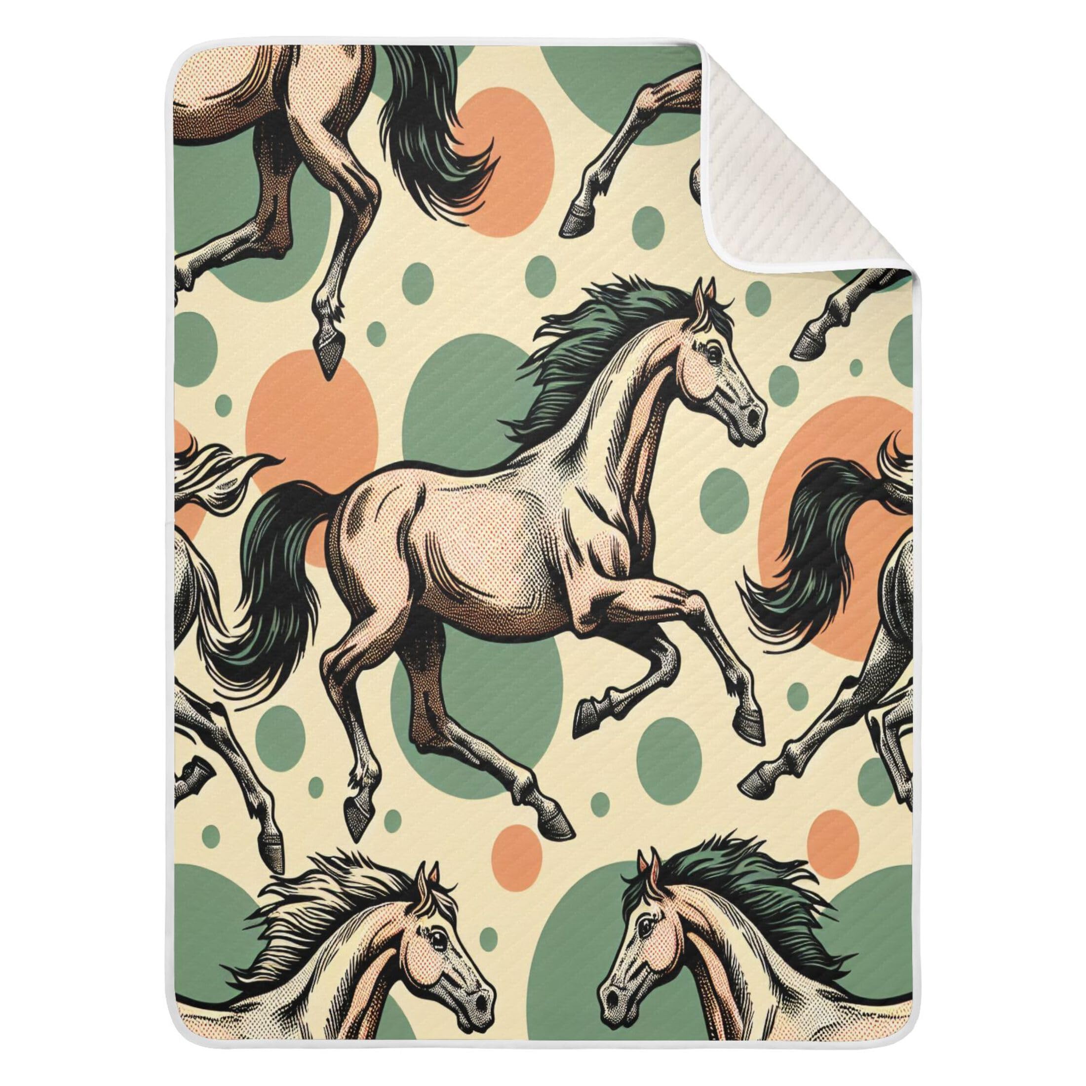 Burbuja Running Horses Baby Blanket for Boys Girls, Nursery Soft Warm Swaddling Receiving Baby Blankets, 30x40 in Toddler Blanket