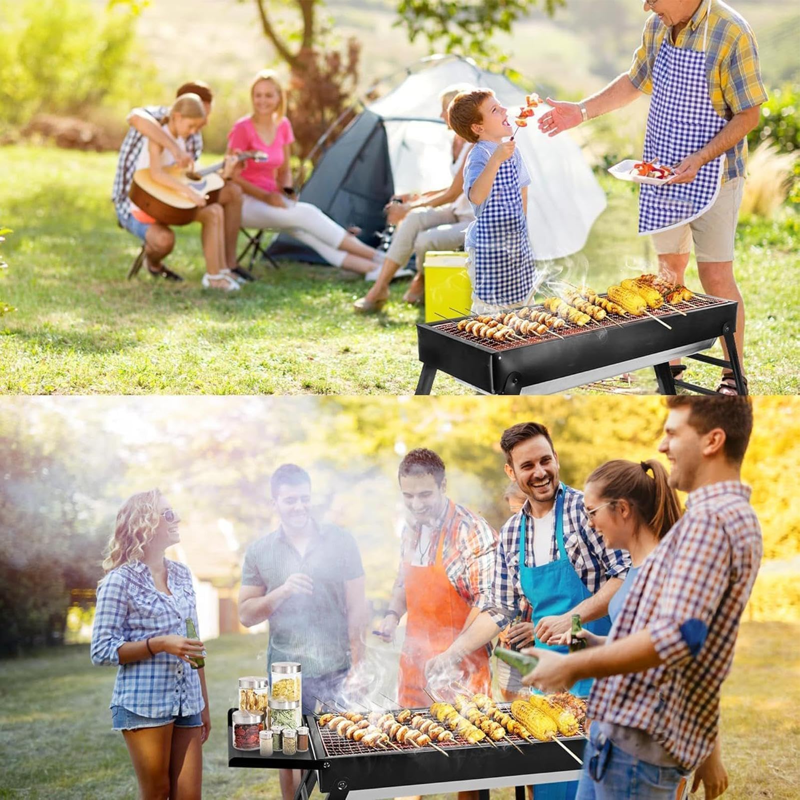 Przenośny grill na węgiel drzewny do biwakowania i gotowania na świeżym powietrzu, lekki sprzęt do grillowania na piknik, wędrówki, do użytku na plaży i w ogrodzie