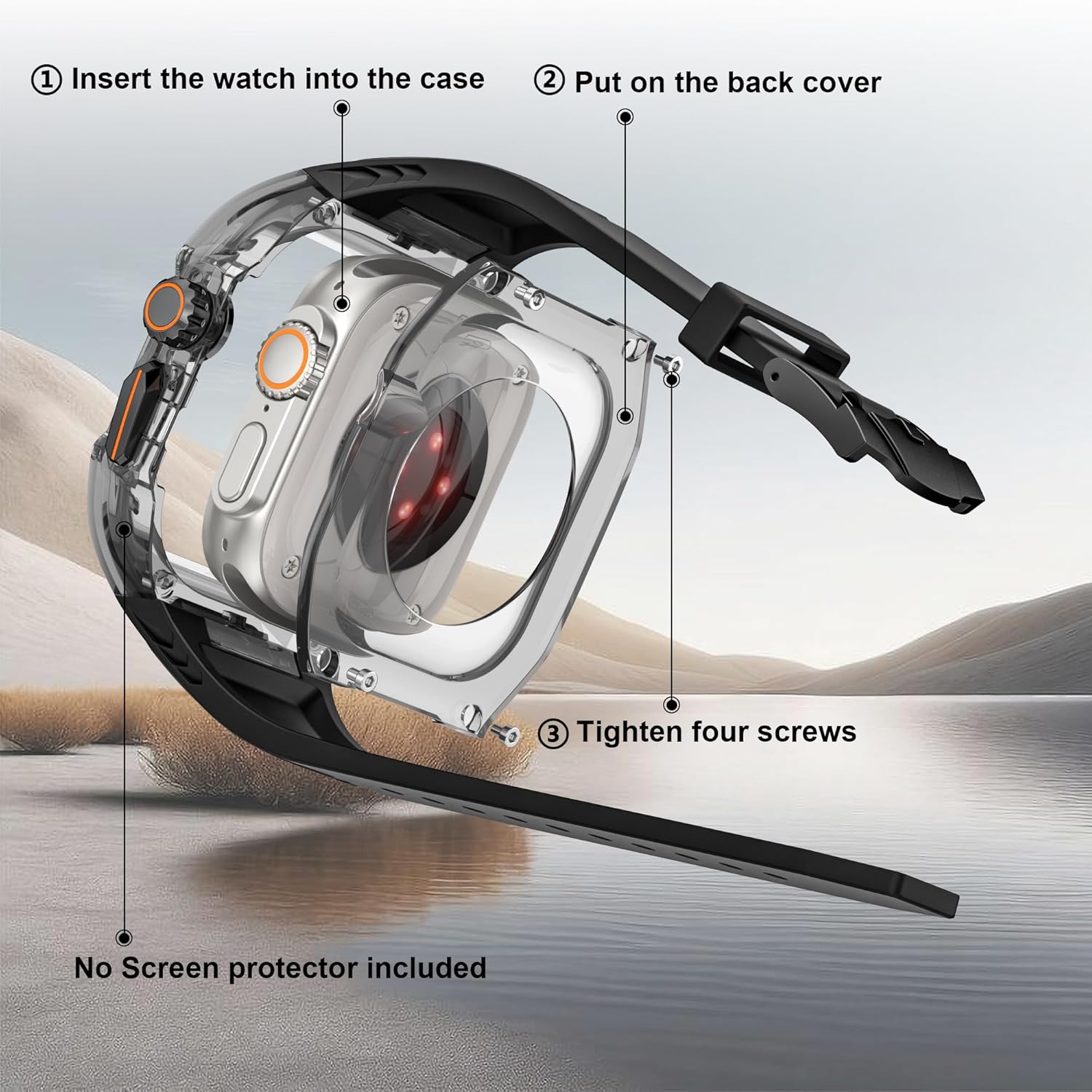 Allfulyun Sport Case with Band Compatible with Apple Watch Band for Men 46mm 45mm 44mm, Shockproof Rugged Band Strap with Bumper Case iWatch Strap for Series 11 10 9 8 7 6 5 4 SE 3/2/1