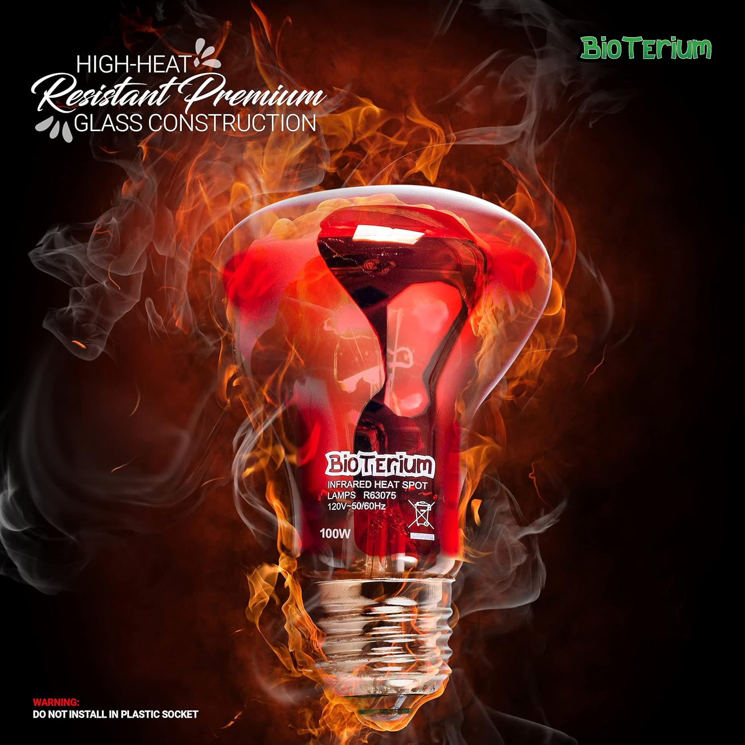 Reptile Heat Lamp Bulb | Full Spectrum Infrared Basking Bulb with UVA + UVB Light | Terrarium 100 Watt Basking Bulb | Self-Ballasted Vapor Amphibian and Reptile Basking Light
