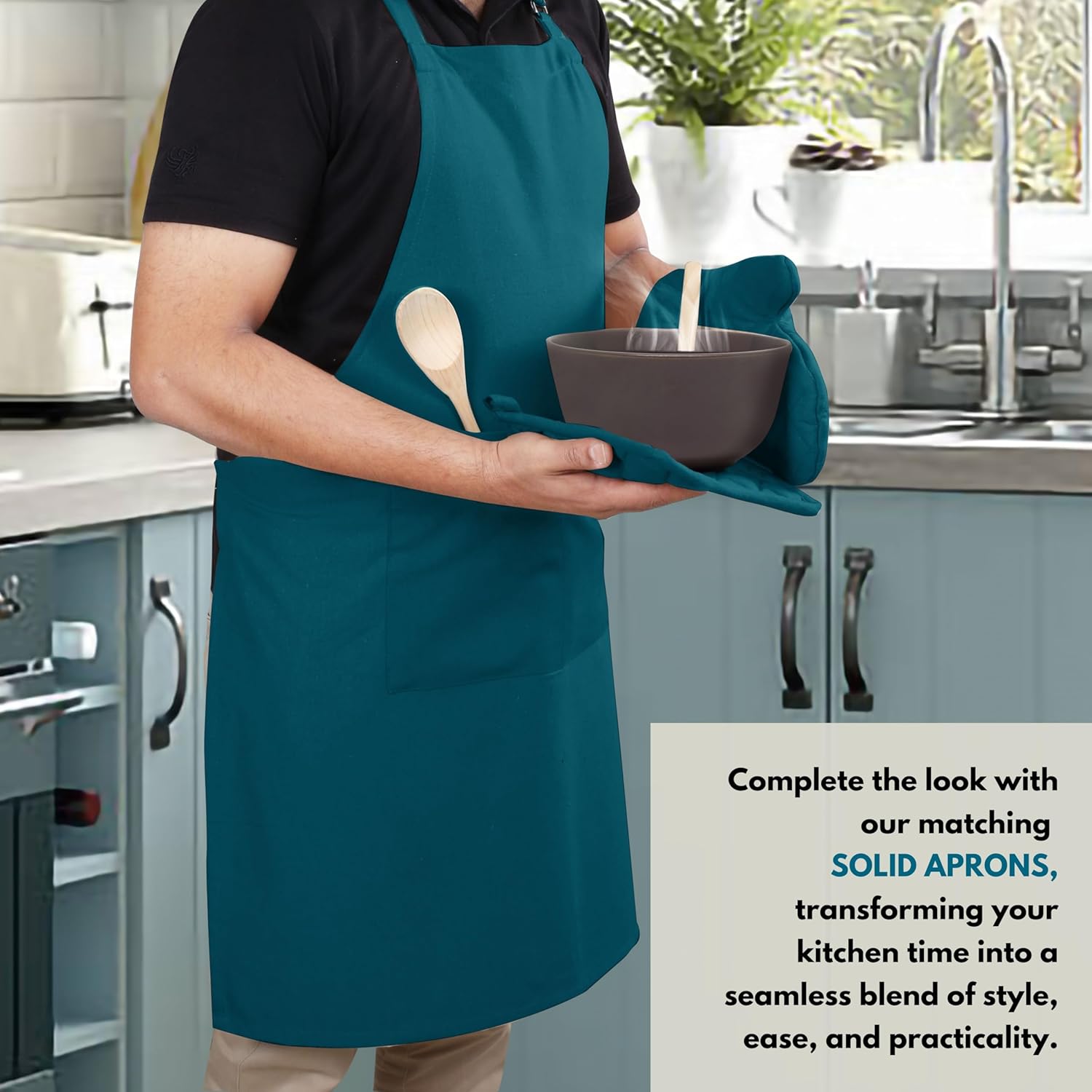 Native Fab 10-Piece Kitchen Set – Includes Oven Mitts, Potholders, Kitchen Towels & Dishcloths, Heat Resistant, 100% Cotton, Durable & Absorbent, Perfect for Cooking, Baking & Everyday Use - Teal