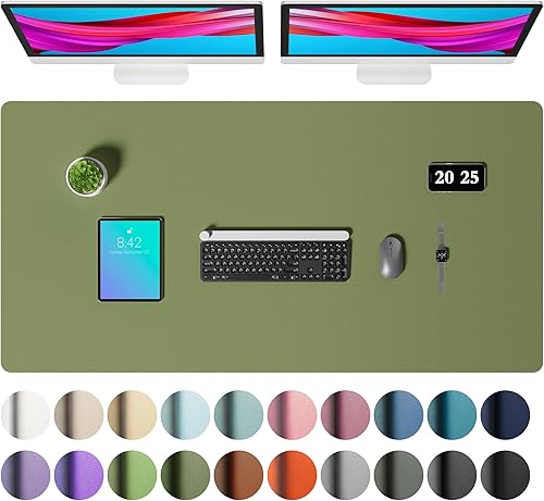 Miniatura 59 de Aothia - Protector de escritorio de cuero sintético, base para mouse, superficie antideslizante e impermeable para escribir y para laptop, para