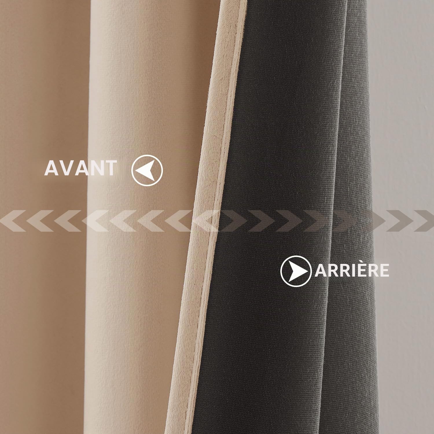 Woaboy Rideaux à Cordon Isolants en Velours 140x245 cm Beige | Rideaux Modernes Semi-Occultants pour Salon et Chambre à Coucher Rideau épais en Satin Thermique