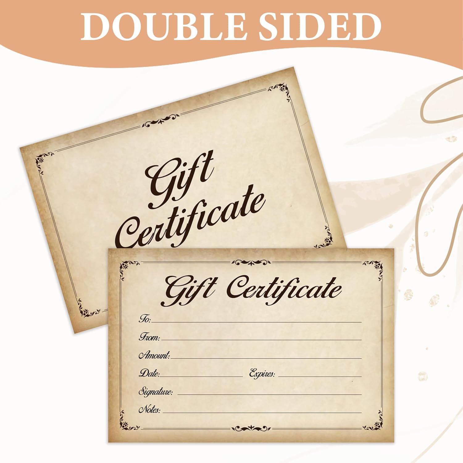 Set of 50 Gift Certificates for Business with Envelopes, 4 x 6 Inch Custom Blank Gift Cards for Vouchers, Spa, Salon, Restaurants - Image 3
