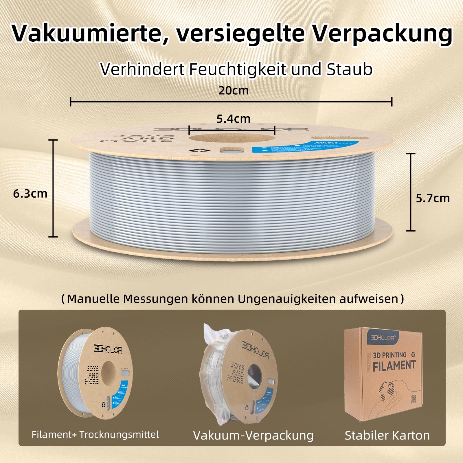 3DHoJor Silk PLA Filament 1.75mm 4KG Seidig Metallisch PLA für 3D Drucker | Seiden-PLA mit Seidenglattes Finish, Seidig Metallisch 3D Drucker Filament, Hochglänzende Oberfläche, Maßgenauigkeit ±0,02mm
