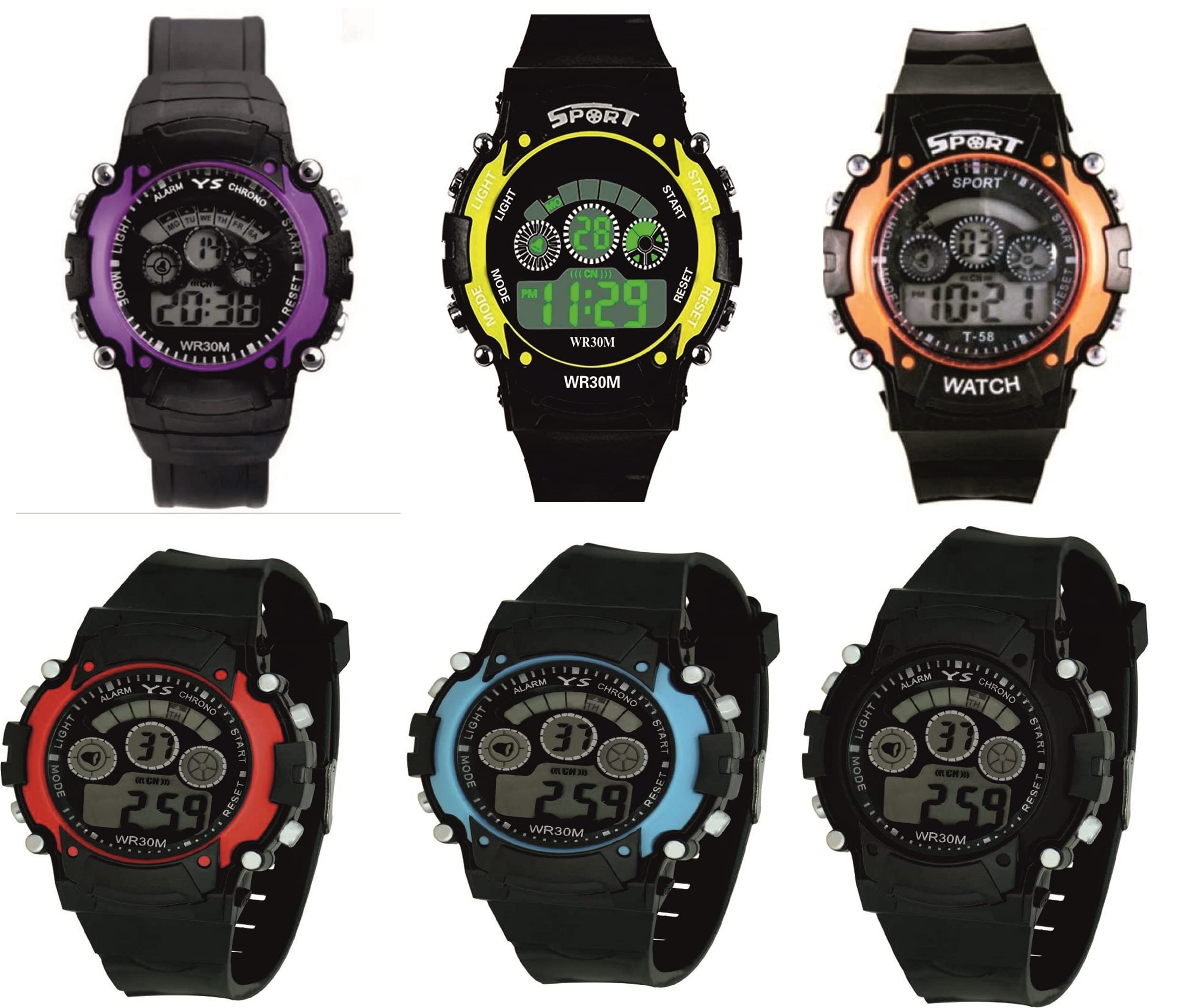 Chocozone Pack of 6 Digital Watches with 7 color Lights, Alaram Day Date Features Return Gifts for Kids Birthday Party (B0B94MJ3ZM) Amazon Price History, Amazon Price Tracker
