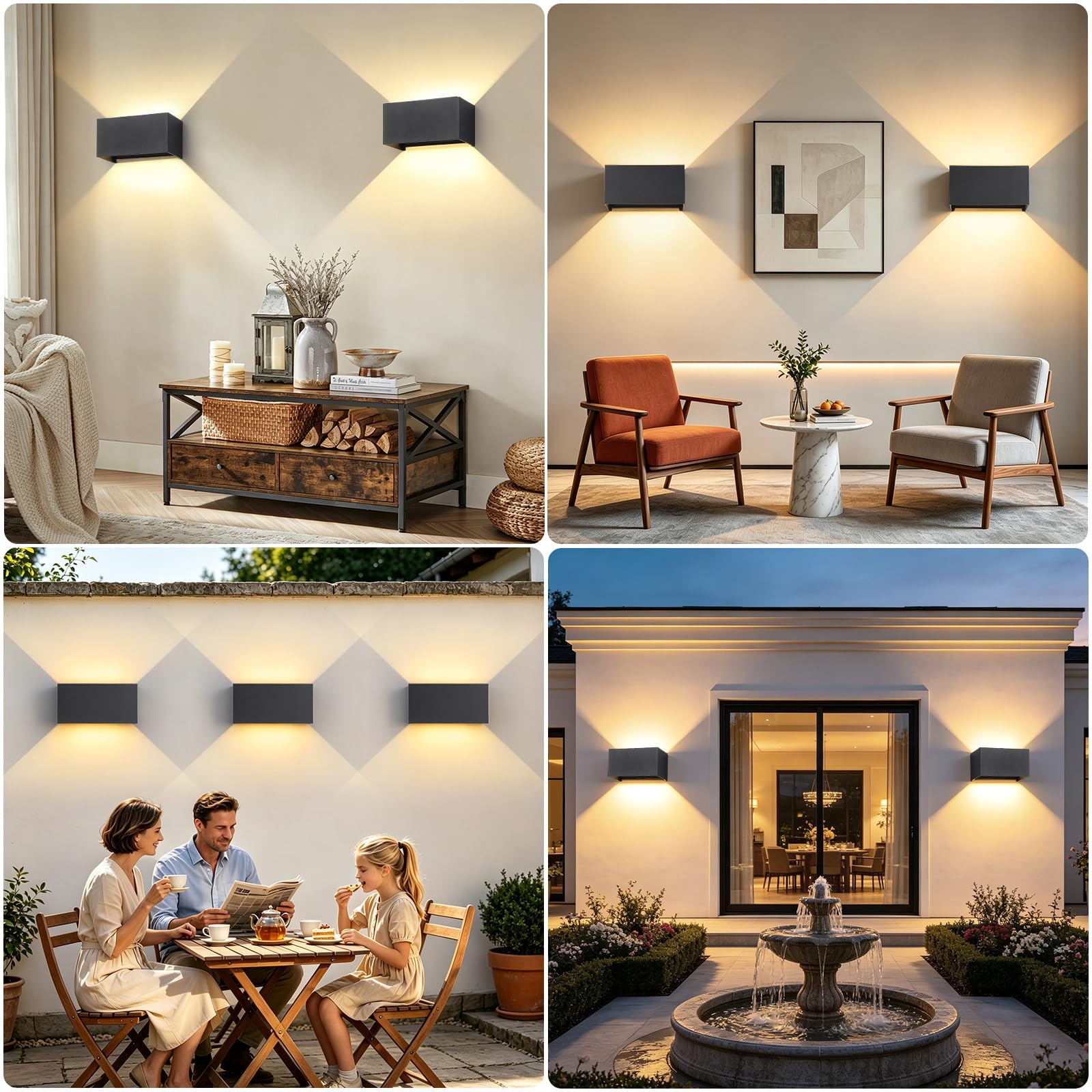 Lampada da Parete Esterno/Interno con Lampadina G9 Sostituibile IP65 impermeabile Applique da Parete Esterne Alluminio Angolo del Fascio Regolabile Retangolo Nero, 3000K Luce Caldo