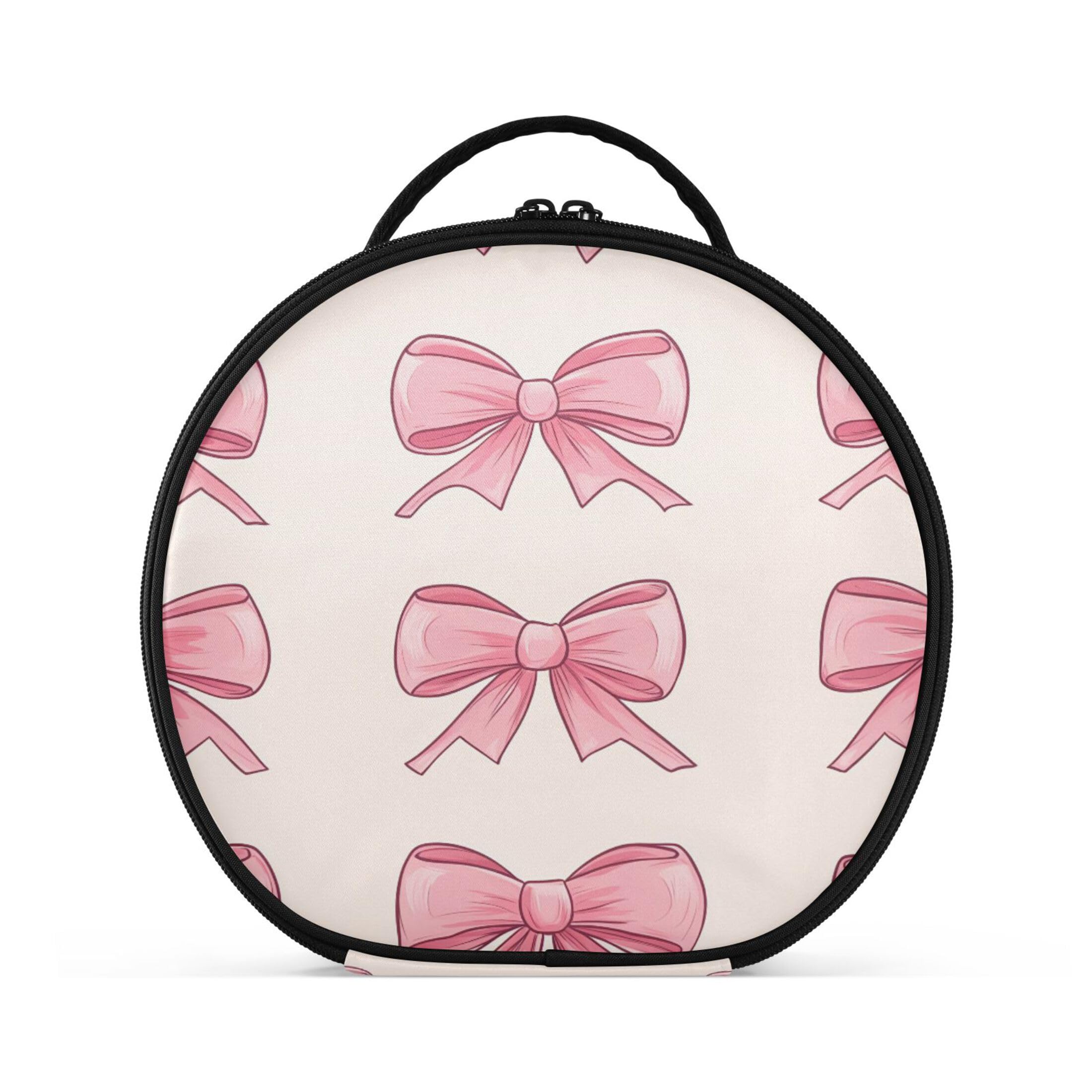 Takiito Bows on Pink Travel Makeup Case Portable Makeup Box Artist Cosmetic Case Organizer With Adjustable Dividers