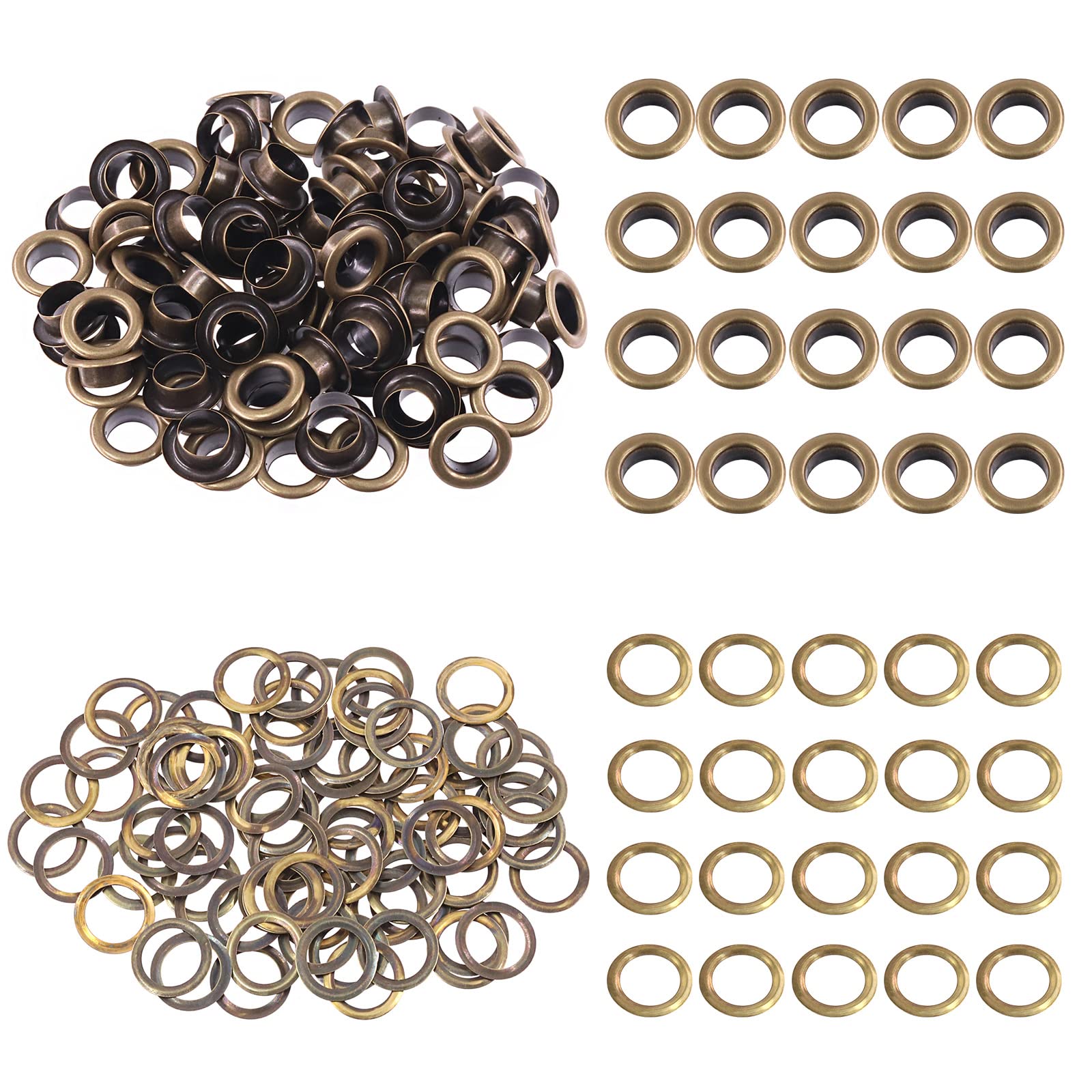 Swpeet 100Pcs - 50Sets 3/10" (8mm) Hole Black Metal Grommets Kit, Thicken Metal Eyelets for Canvas, Leather, Curtains