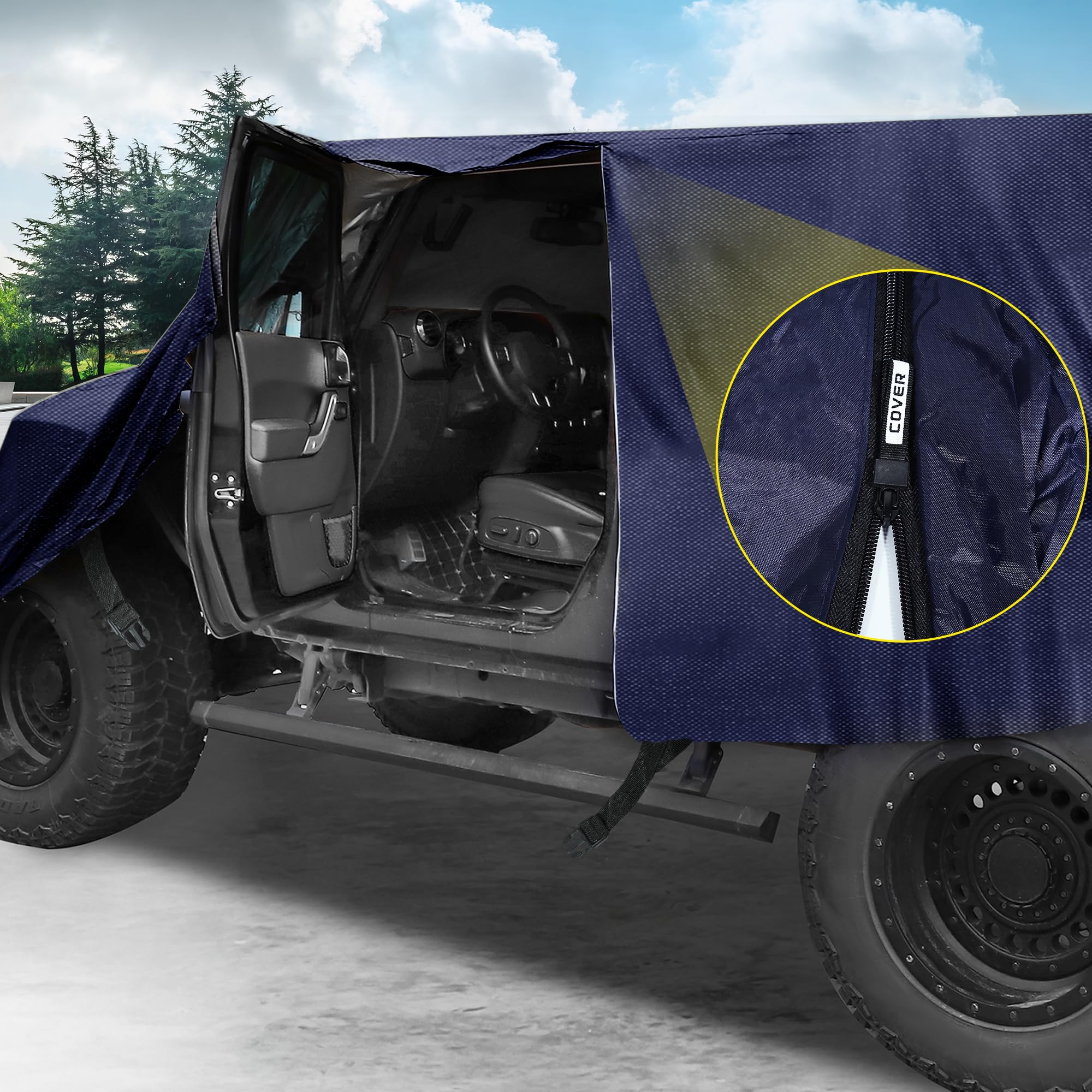 X AUTOHAUX SUV-Kabinenabdeckung für Jeep Wrangler JK JL Hardtop 4-Türer (2007–2021) – wasserdicht, UV-beständig und Allwetterschutz mit Reißverschluss für die linke Tür, 210D Oxford-Material