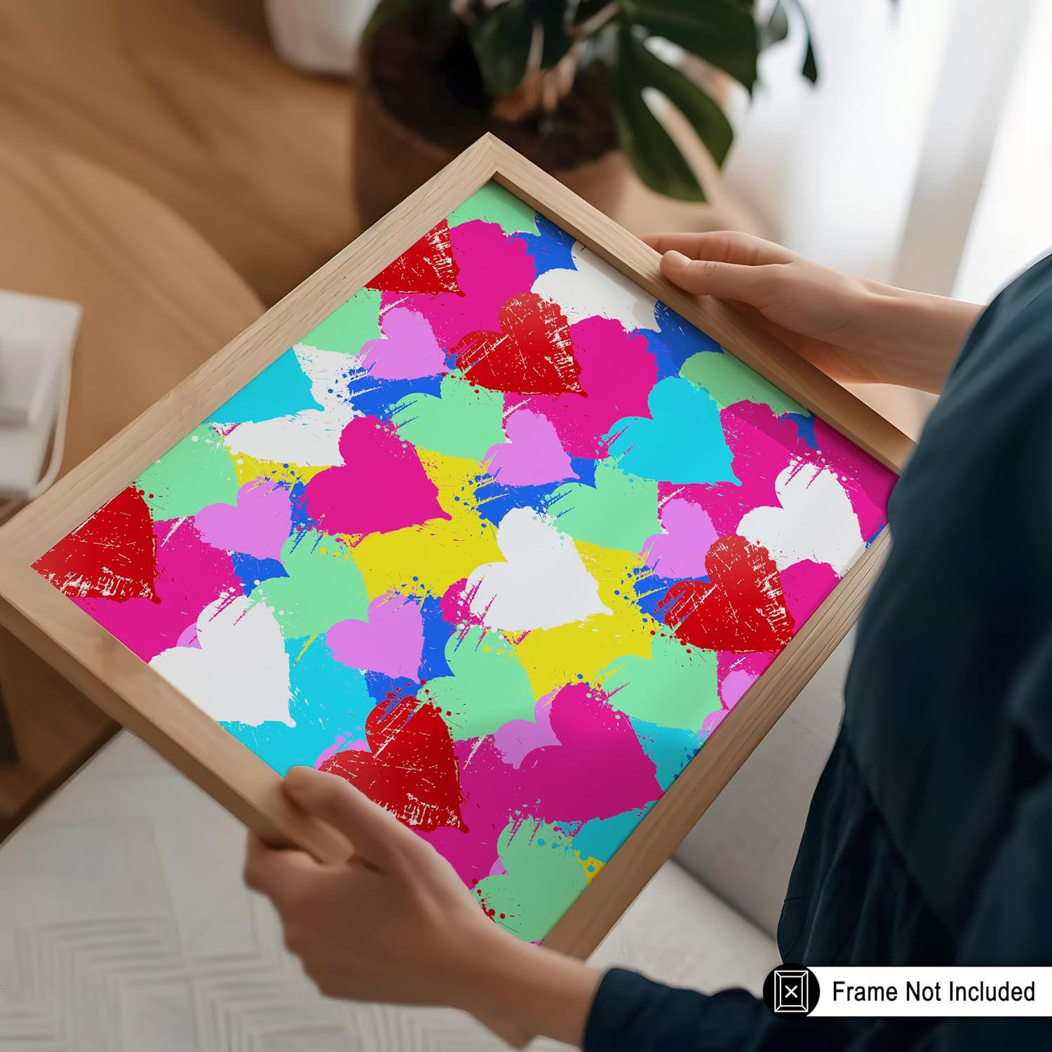 Poster Master Hearts Poster - Colorful Hearts Print - Rainbow Illustration - Abstract Design Art - Graffiti Illustration - Romantic Bedroom or Living Room Decor - 8x10 UNFramed Wall Decor