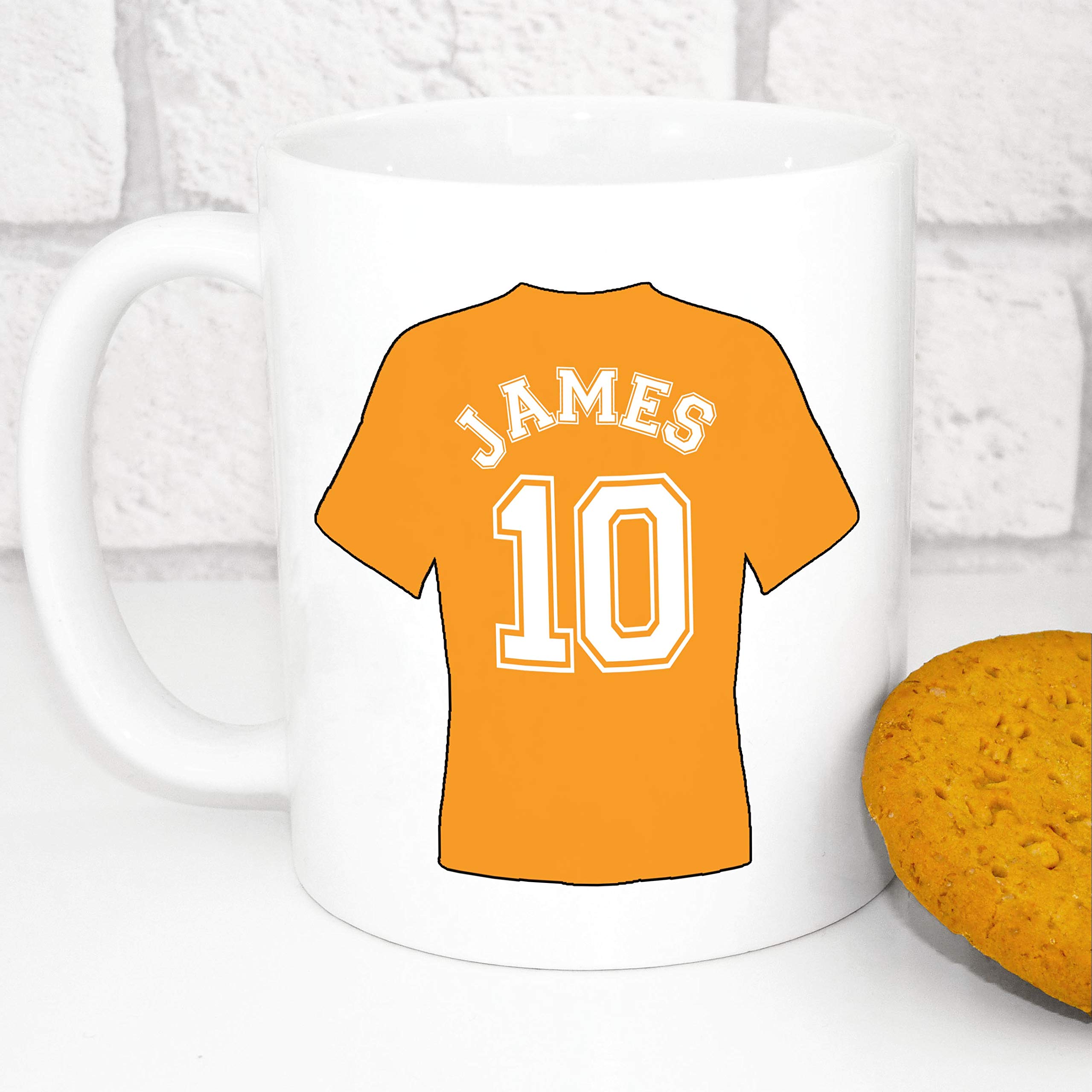 Personalised Football Mug - Custom Football Shirt Mug - Choose Your Team's Colour (Orange)
