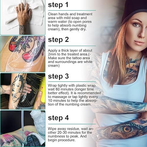 Miniatura 5 de Crema anestésica para tatuajes, 6-8 horas de máxima fuerza sin dolor para tatuaje, crema anestésica tópica para piercing, depilación, microagujas