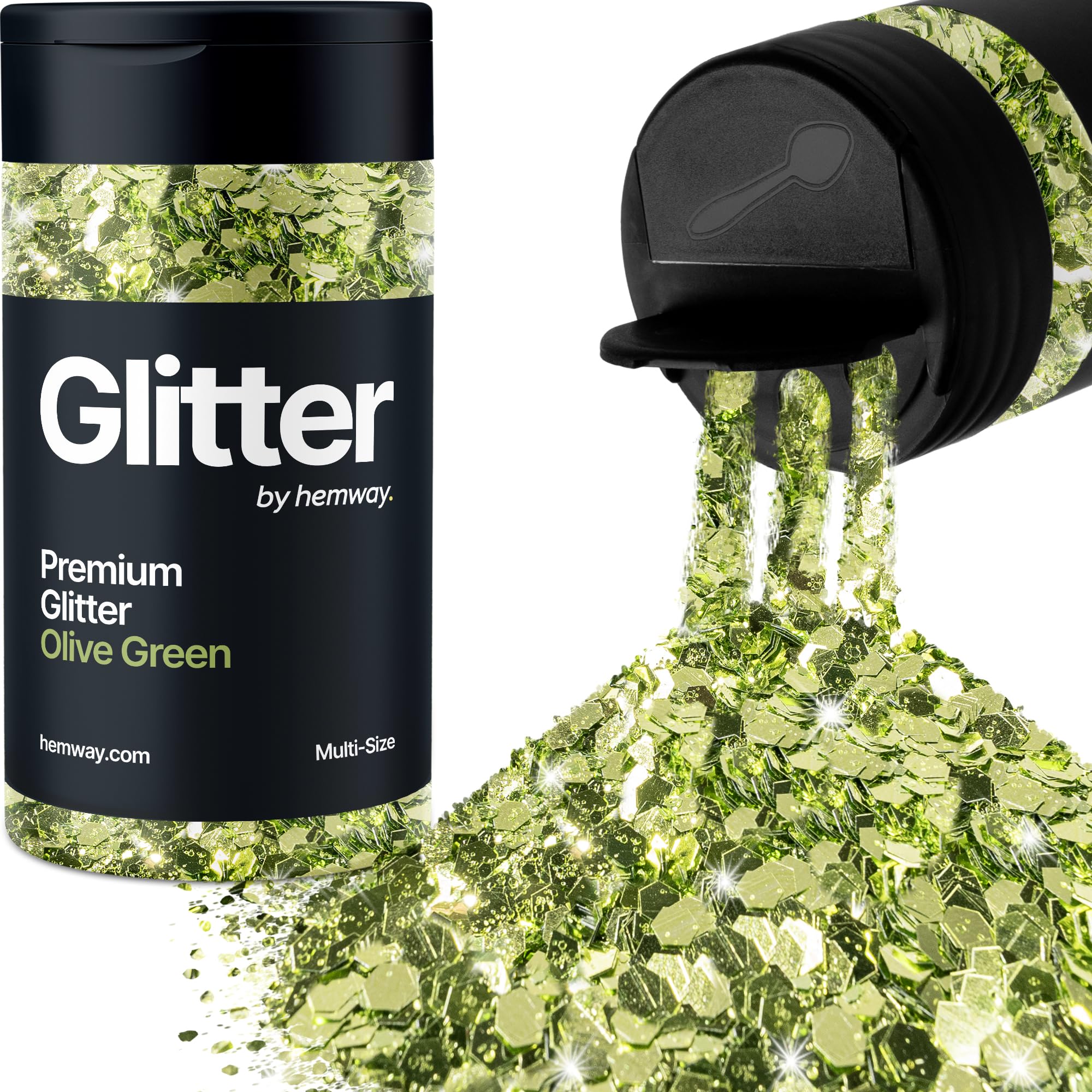 Hemway Olive Green Glitter Shaker
