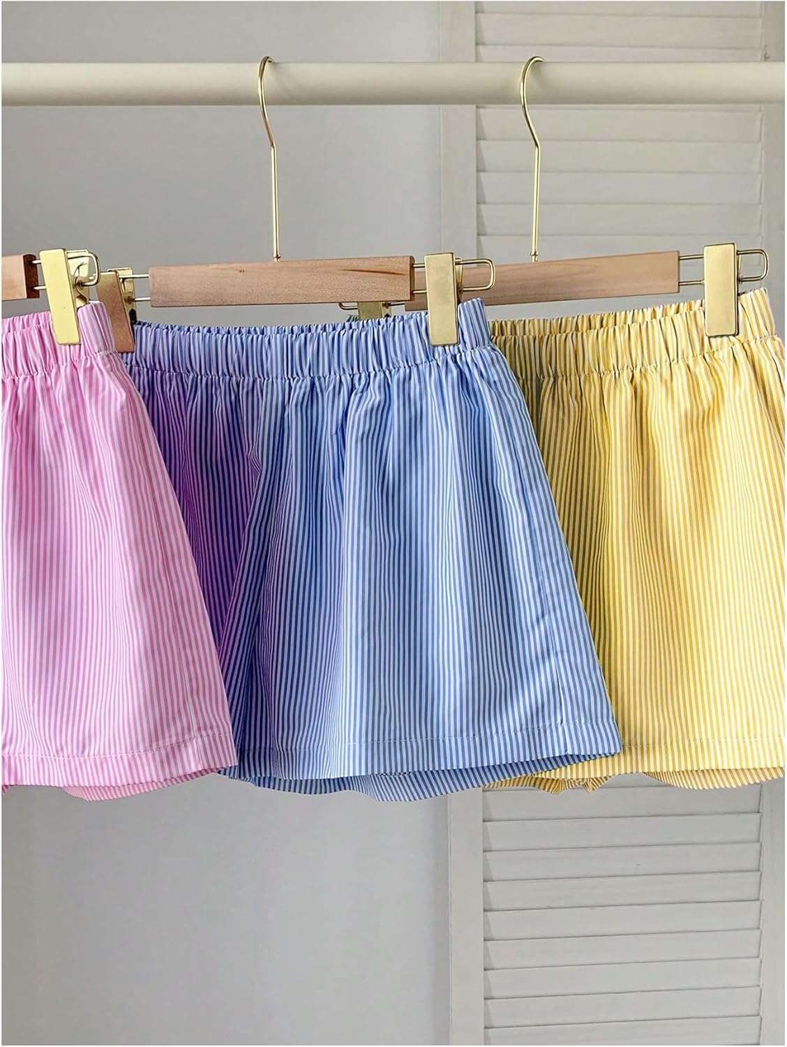 SHENHE Women's 3 Pack Summer Striped Boxer Shorts Elastic Waist Wide Leg Casual Shorts - Image 5