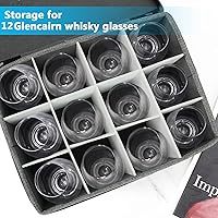 Vista 4 de HURZMORO Caja de almacenamiento para vaso de whisky, 12 soportes para vasos de whisky para organizador, interior totalmente acolchado
