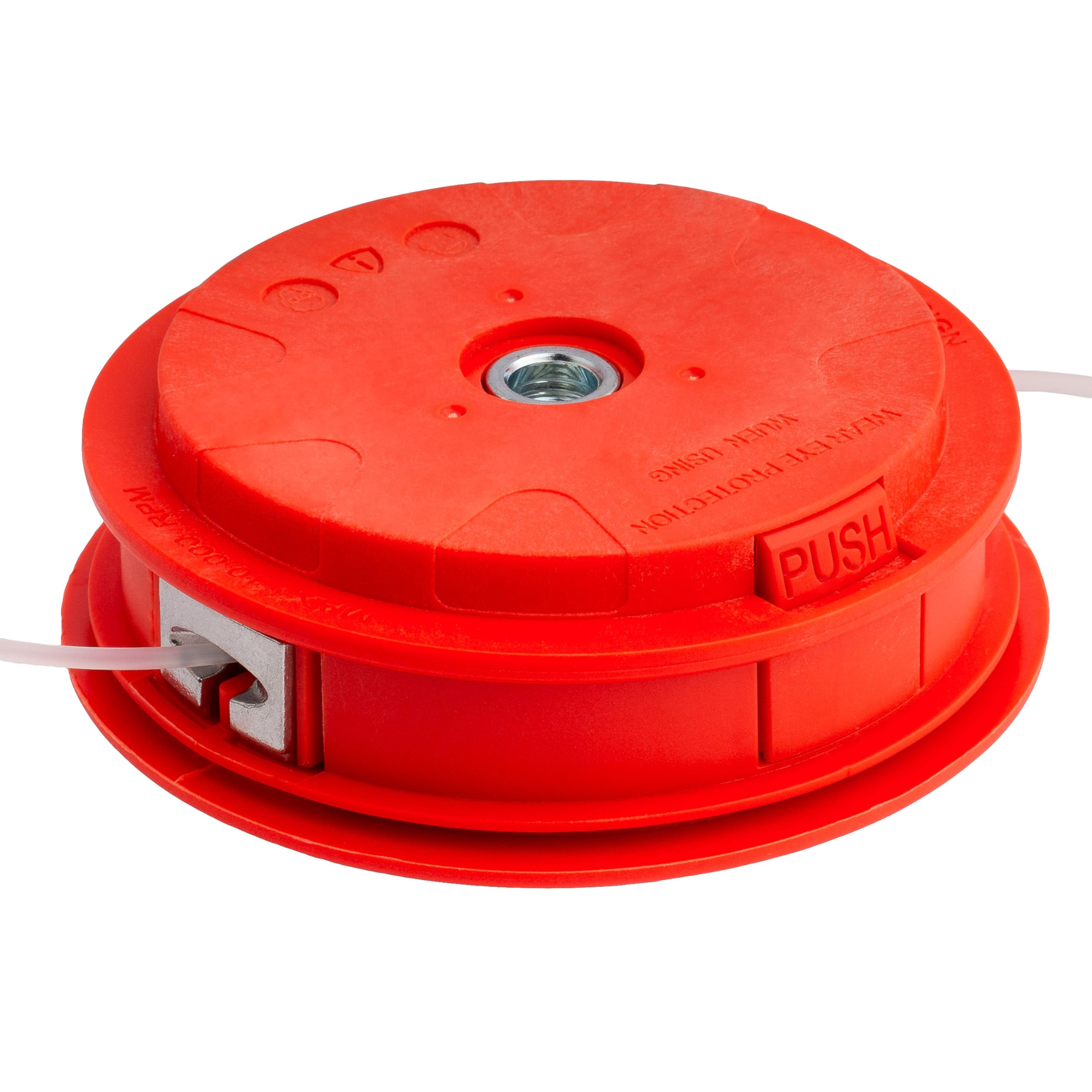 MIVOS cabezal de corte profesional para desbrozadora - M10x1,25 LG - Cortabordes - Cabezal de hilo para desbrozadora, jardín - Bobina de hilo - Bobinado sencillo del hilo - Naranja