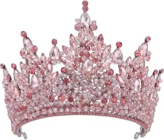 Large Tiaras and Crowns for Women Crystal Tall Pageant Crowns Rhinestone Royal Queen Headband Princess Quinceanera Headpieces for Wedding Birthday Prom Party Costume Cosplay