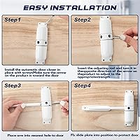 Vista 4 de Gisafai 4 Sets Automatic Door Closer, Spring Door Closer Heavy Duty Self Closing Hinges, Convert Hinged to Self Closing Automatic Opener and Closer