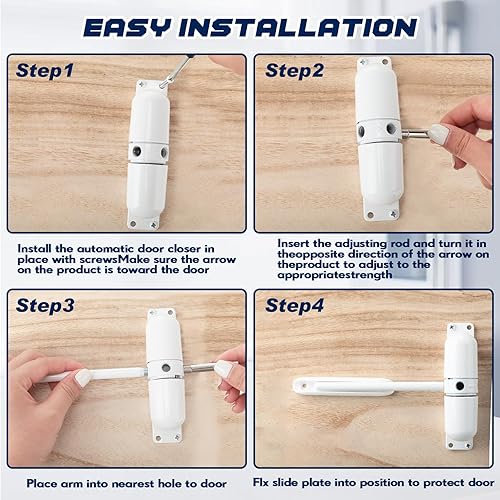 Miniatura 4 de Gisafai 4 piezas de cierrapuertas automático, cierre de puerta de resorte, bisagras de puerta de cierre automático, convierte puertas con bisagras
