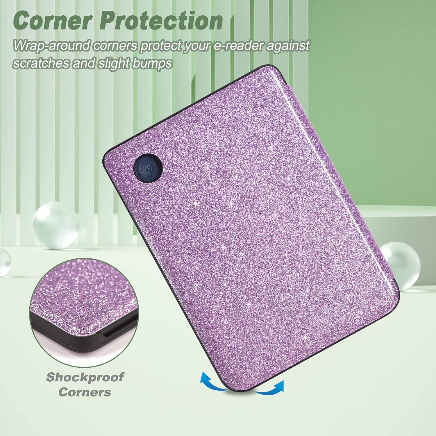 DMLuna Case for Kobo Clara 2E 6" 2022 Release, Ultra Slim Lightweight Folio Premium PU Leather Protective Cover with Auto Sleep/Wake Function, Glitter Purple