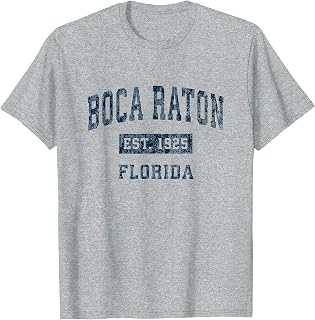 Boca Raton Florida FL Vintage Sports Design Navy Print T-Shirt