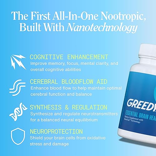 Miniatura 2 de Greedy® - Suplementos cerebrales nootrópicos para la memoria y la concentración – Suplementos de salud cerebral para adultos con tecnología