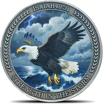 Isaiah 4031 Religious Challenge Coin - Strength in The Storm Eagle & Scripture Coins for Spiritual Encouragement