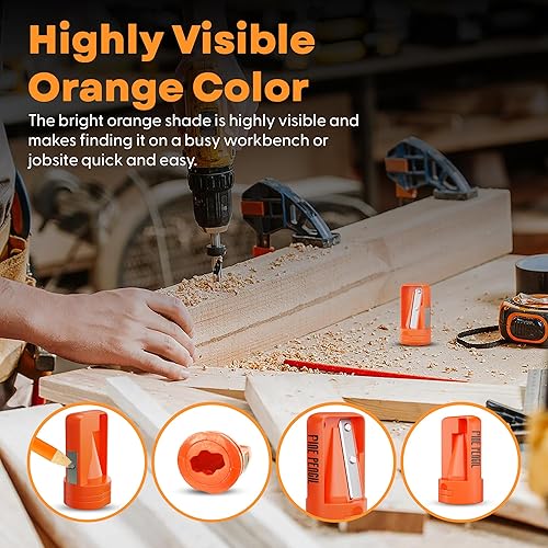 Miniatura 5 de Paquete de 3 sacapuntas de carpintero para accesorios de cinturón de herramientas, sacapuntas de construcción manual resistente para carpintería,