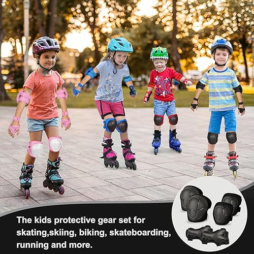 Miniatura 6 de Banzk Juego de rodilleras y coderas para niños y jóvenes con protector de muñeca 3 en 1, equipo de protección para niños de 3 a 14 años para