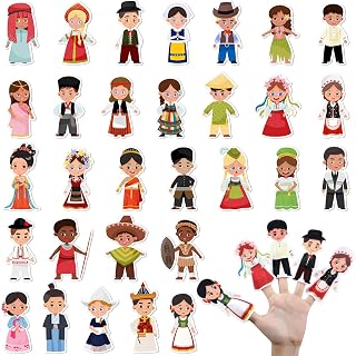 Simgoing 30 Pcs People of The World Finger Toy Puppet Pretend Multicultural