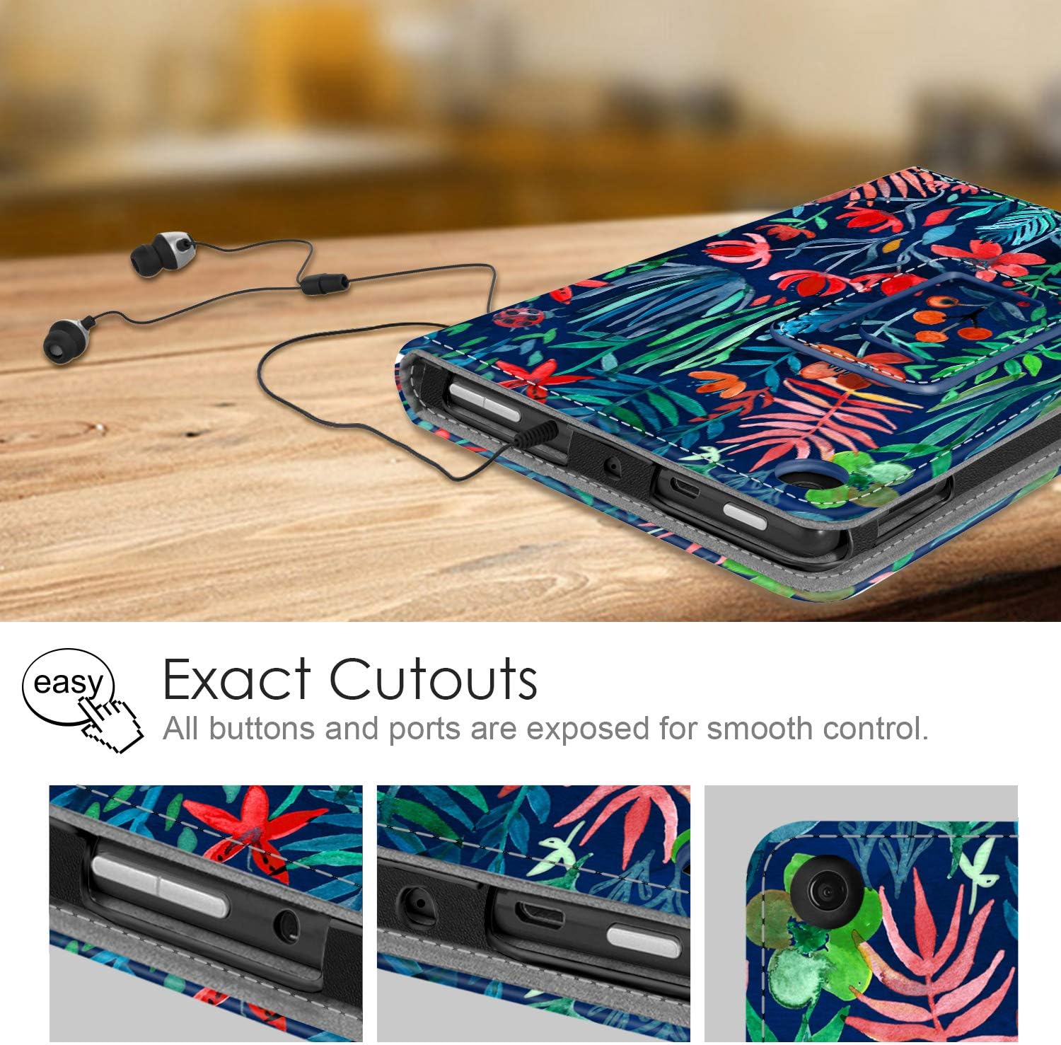 Fintie Folio Case for Amazon Fire 7 Tablet (9th Generation, 2019 Release) - Slim Fit PU Leather Standing Protective Cover with Auto Wake/Sleep, Jungle Night