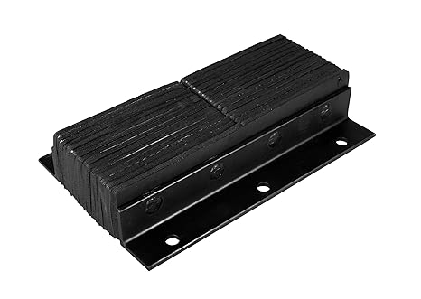 Rubber Dock Bumper, Rectangular, Laminated, Vertical Mount, 6 Holes, 24