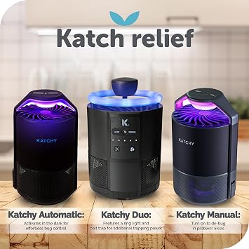 The Original Katchy Indoor Insect Trap - Fan Powered with UV Light - Fruit Fly Traps for Indoors - for Fruit Flies, Gnats, Mosquitoes, Moths (White)