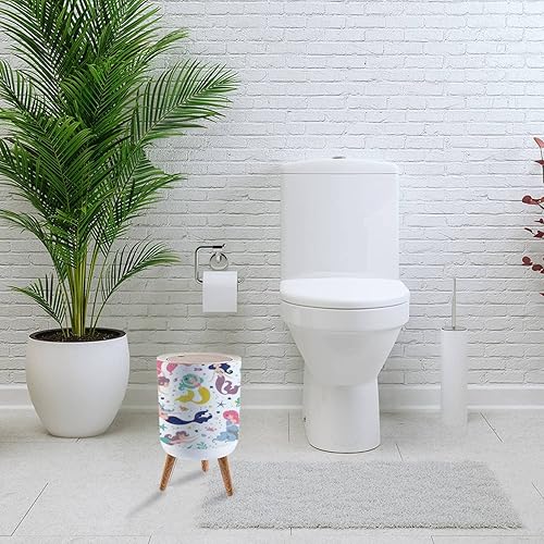 Miniatura 5 de LOPYEIJFG Lindas sirenas infantiles sin costuras, textura creativa para niños, papelera de tela, con tapa, cocina, baño, dormitorio, cubierta de