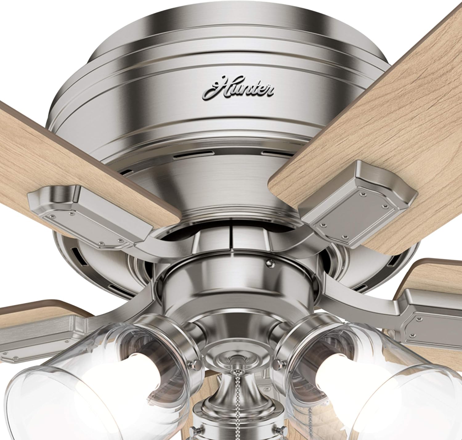 Hunter Fan 54 inch Low Profile Brushed Nickel Ceiling Fan with LED Light Kit (Renewed)