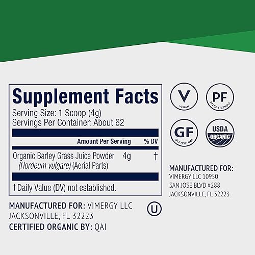 Miniatura 7 de Vimergy USDA Organic Atlantic Dulse, 55 porciones y jugo de hierba de cebada orgánica en polvo, 62 porciones, paquete