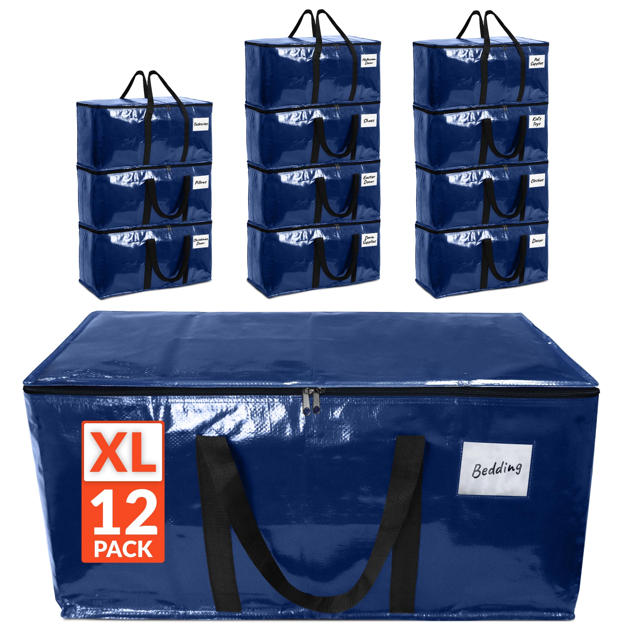 Reli. Moving Bags Heavy Duty (12 Pack) Blue, Extra Large Totes
