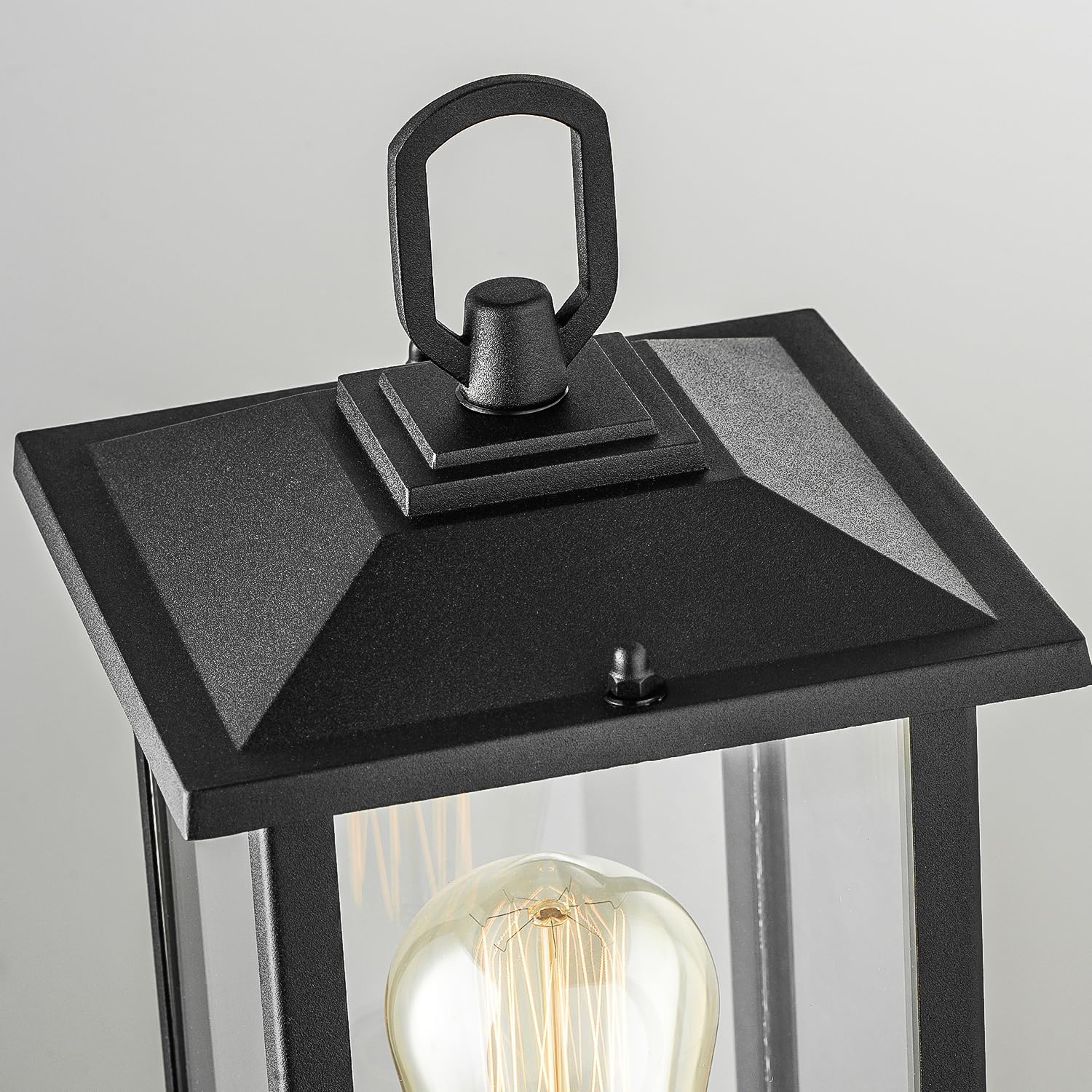 mirrea 18" Outdoor Post Lights, Pole Lamp for Outside, Lamp Post Light Fixture with Pier Mount Base, Hard Wired Outdoor Lighting for Yard, Deck, Matte Black, Pack of 1
