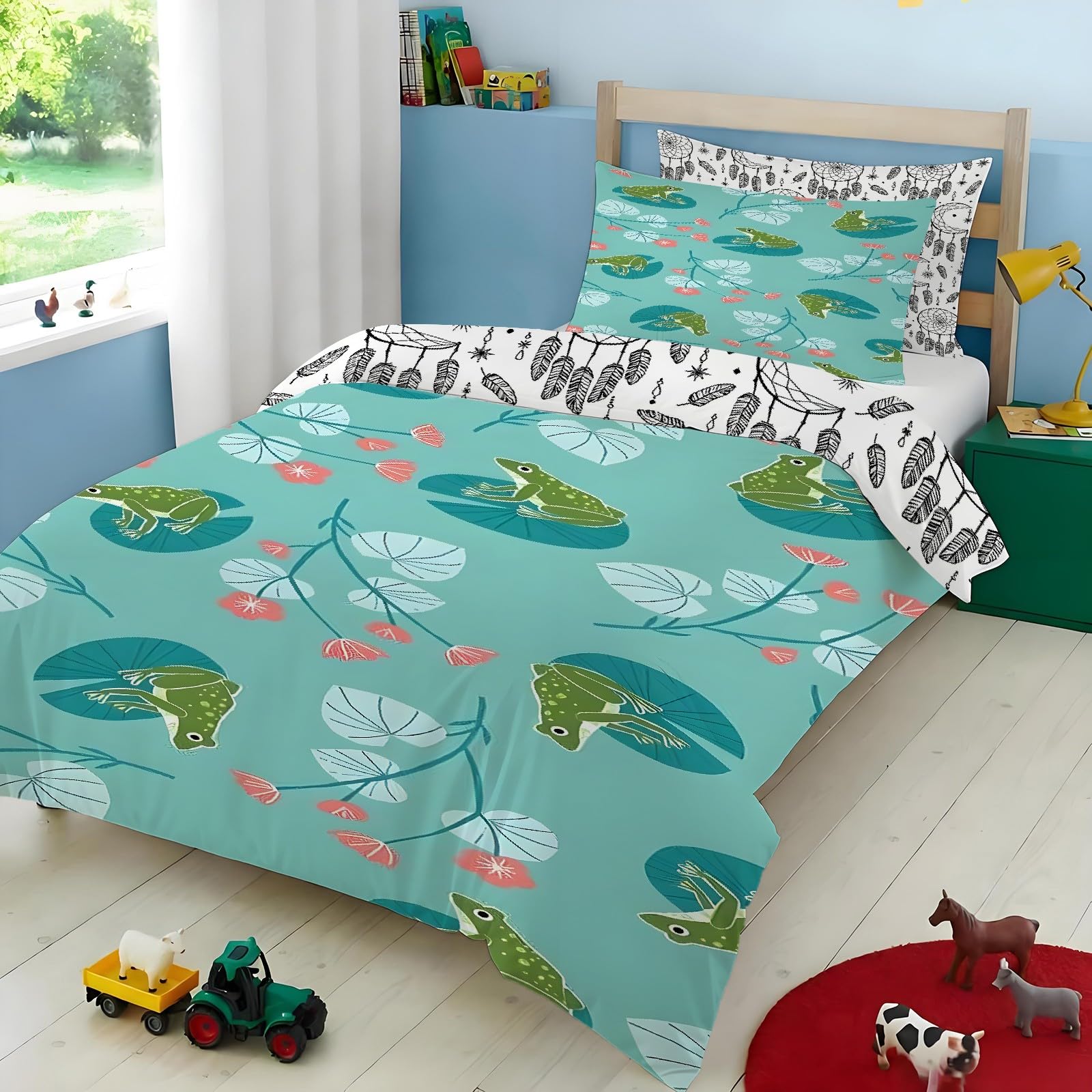 Housse de couette 200x200 fermeture éclair pour enfiler facilement votre couette grenouille