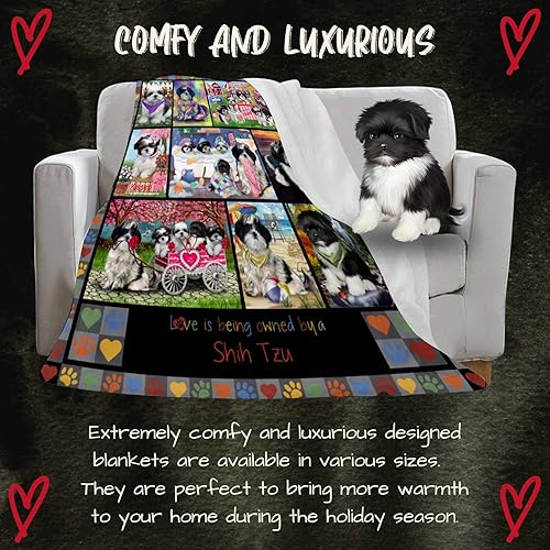 Miniatura 6 de Love is Being Owned Shih Tzu - Manta de cama ligera, súper suave, acogedora y duradera, manta mullida con temática de animales para sofá, cama,