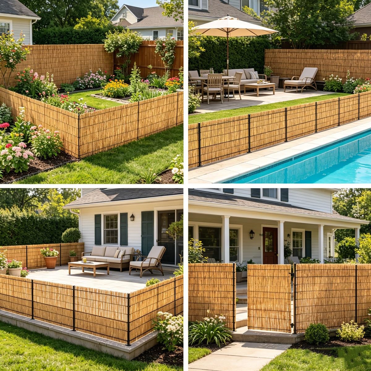 Stuoia in Bambù Naturale, Arella in Canna Canniccio per Recinzione Frangivista, Arelle per Balcone Giardino Terrazza Piscina, Rotolo Cannette Bambù Pelato, Coperture Decorativo(Natural,H1.1 x L14.0m)