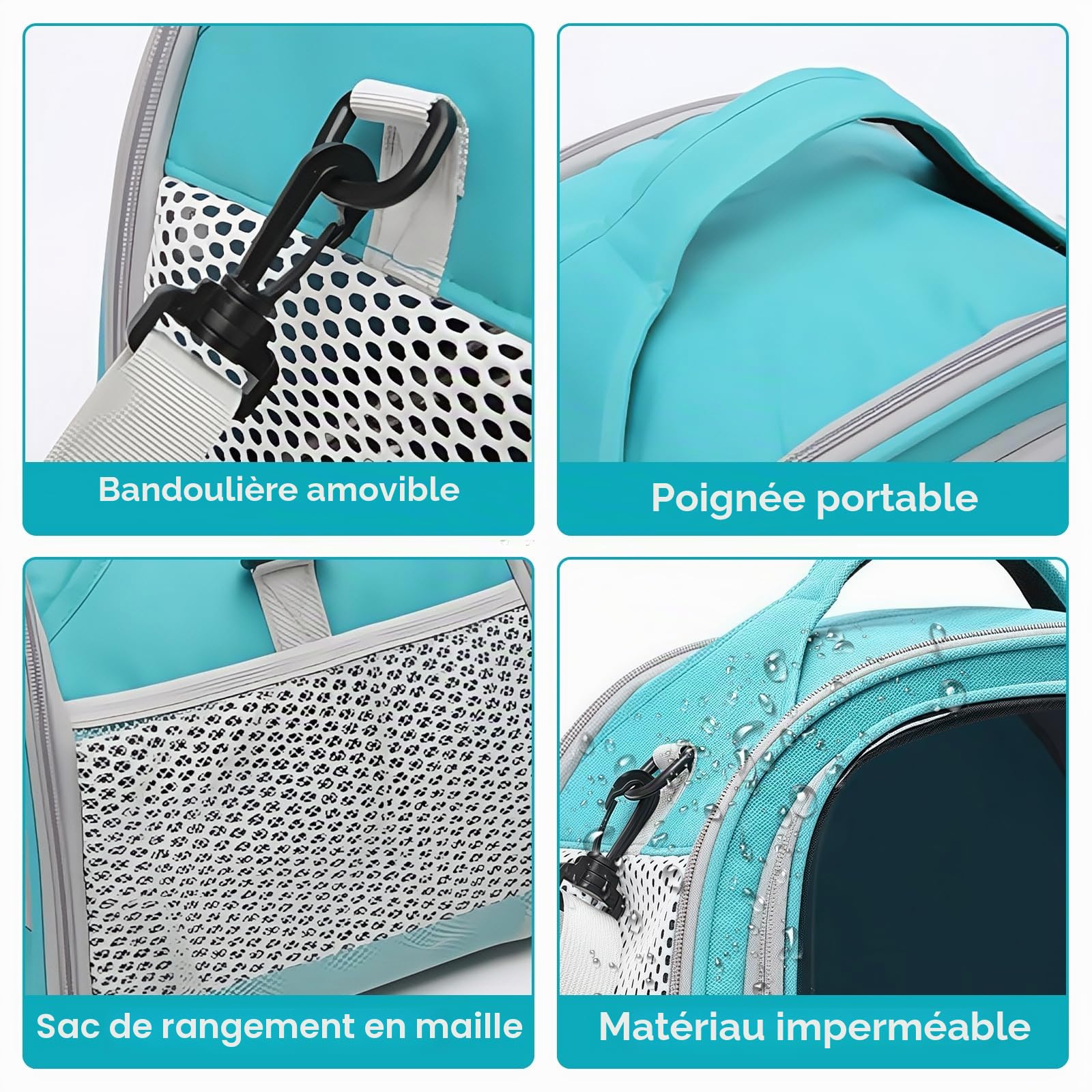 Sac Transport Chat Chien avec Matelas, Sac De Transport pour Chat Chien, Sac De Transport Chats, Sac De Transport pour Petit Chats, pour Petit Chiens, 30 * 27 * 21CM