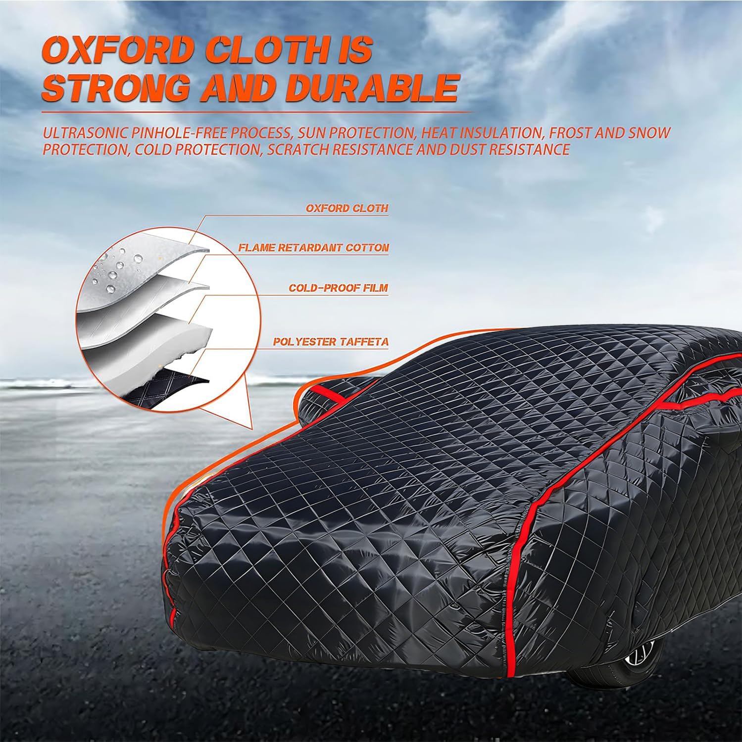 Funda Coche para Ford Mustang Mach 1 2021-2023, Funda para Coche Antigranizo Exterior, Antigranizo Impermeable Antinieve Anti-UV Antipolvo Transpirable, con Cremallera zl0402