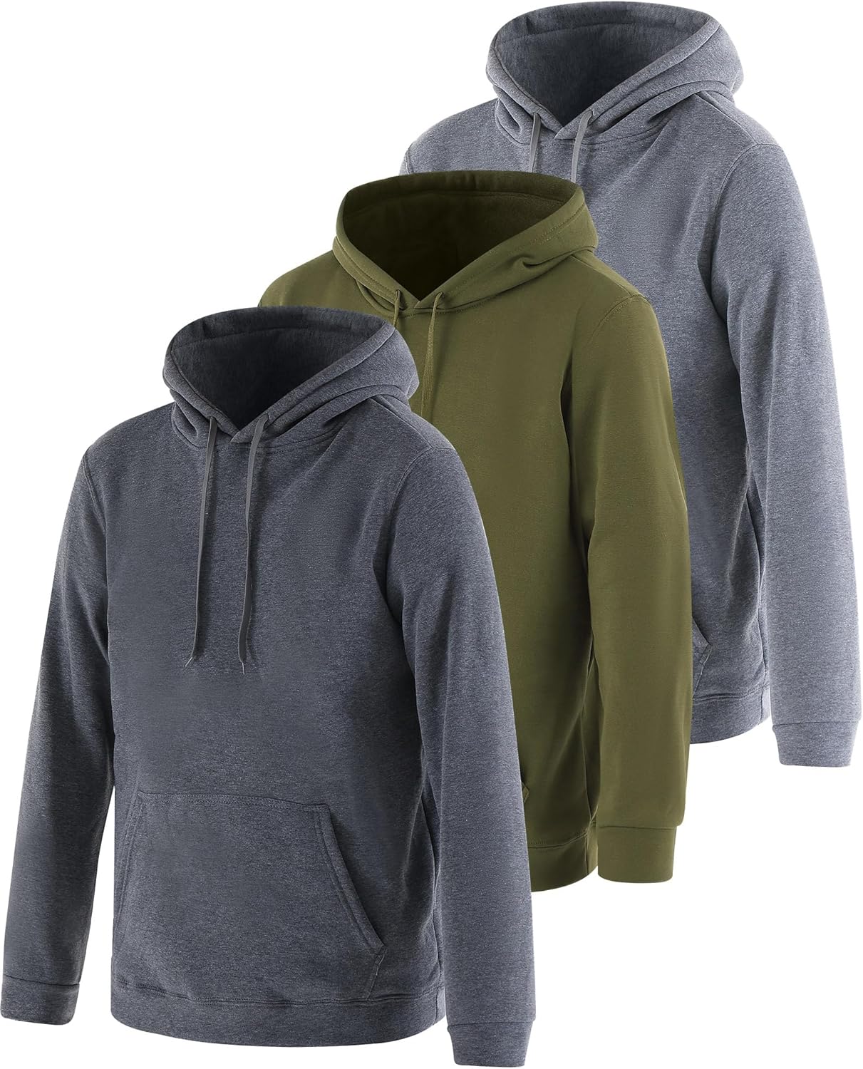 Taiyin 3 pack Men’s Lightweight Fleece Pullover Hoodie Long Sleeve Sweatshirt