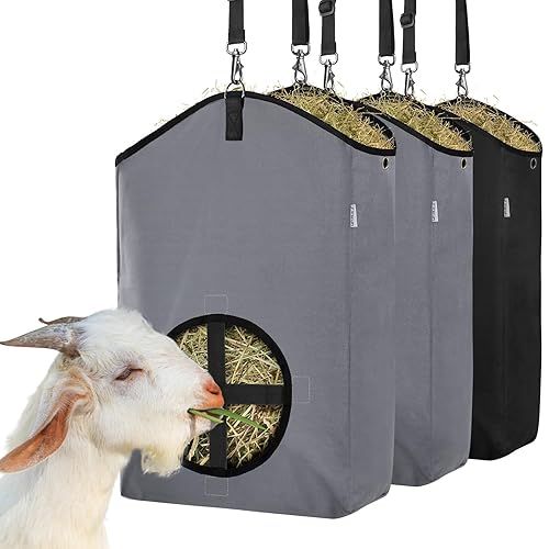 3 Packs Goat Hay Feeder,Hay Bags for Goats,Horses,Sheep,Premium 600D Oxford