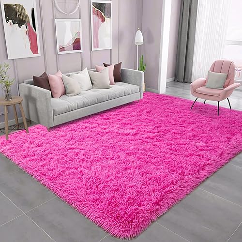 Miniatura 207 de Ompaa Alfombra esponjosa, alfombra mullida súper suave para dormitorio, sala de estar, alfombra grande de felpa de 6 x 9 pies, alfombra de pelo Negro