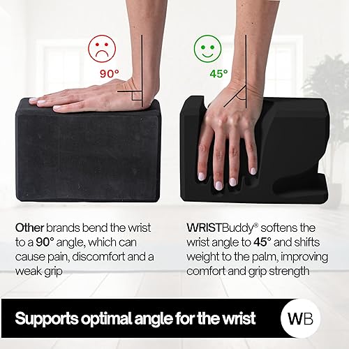 Miniatura 3 de WRISTBuddy Bloques de yoga (izquierdo + derecho) - Bloques de EVA ergonómicos en forma de mano para alivio de muñeca y mejor agarre Soporte Negro